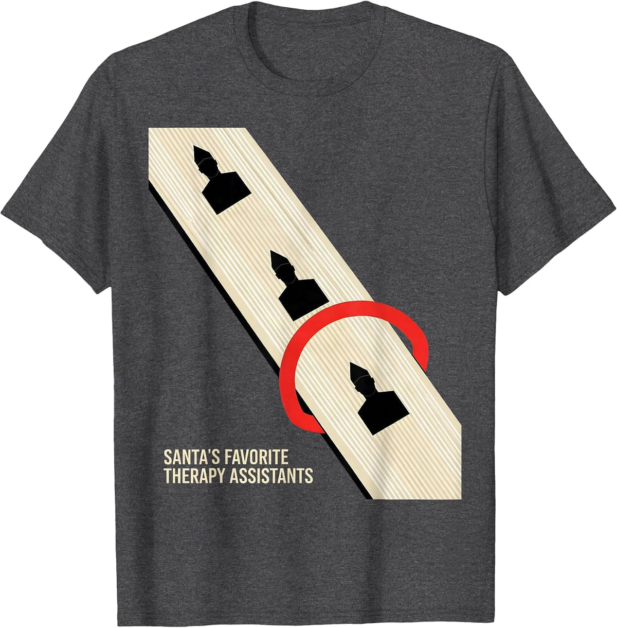 Men's Santa's Favorite Therapy Assistants Funny Physical Therapy T-Shirt - Dark Heather Grey