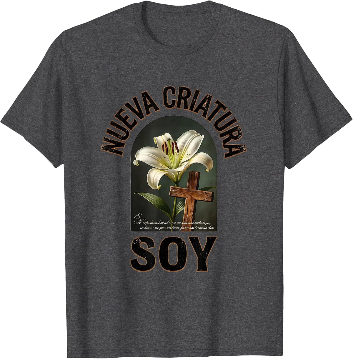 Nueva Criatura Soy Vintage Christian Spanish Bible Verse T-Shirt - Dark Heather Grey