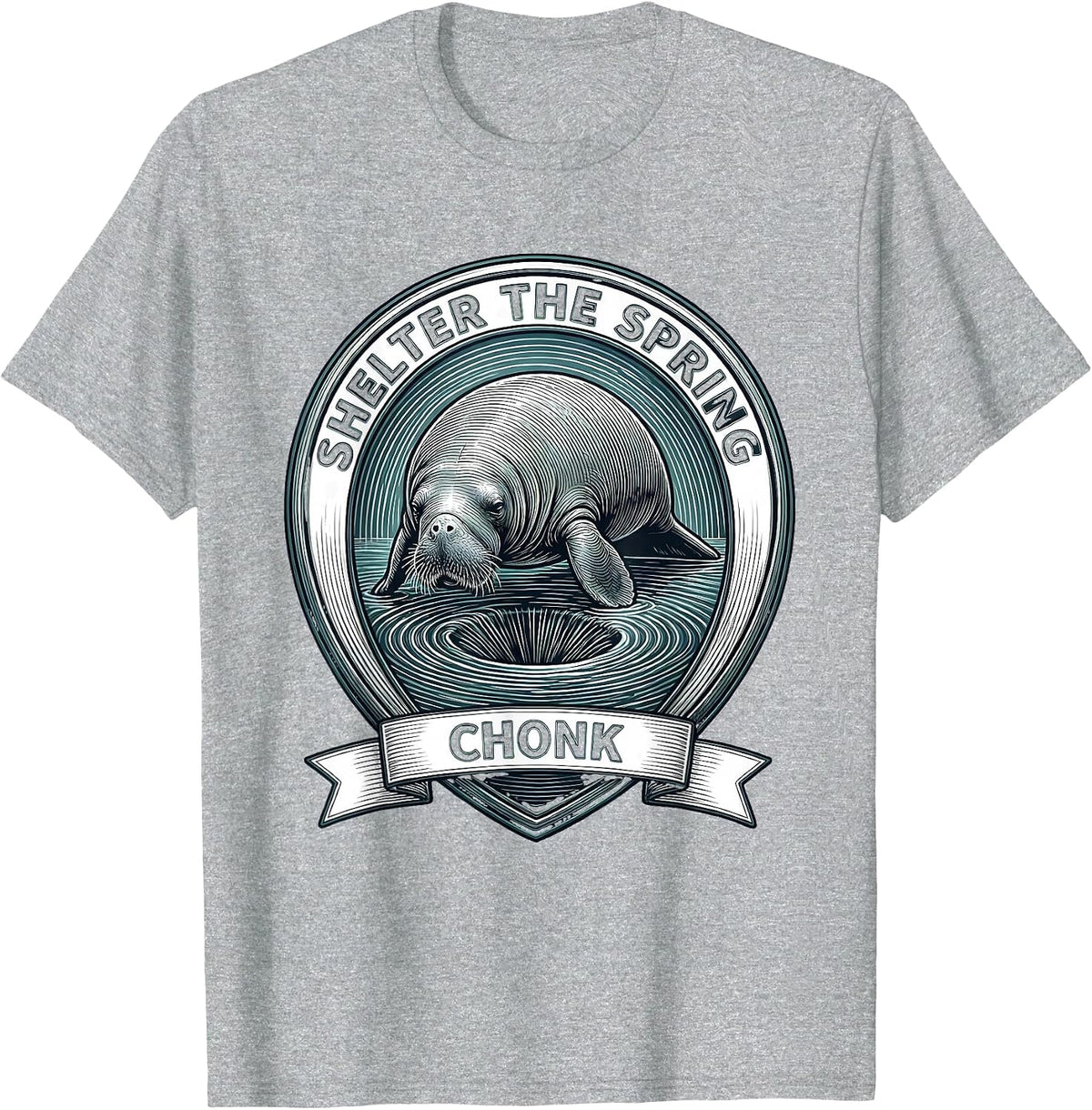Men's Shelter The Spring Chonk Funny Manatee Wildlife Lover Gift T-Shirt - Heather Grey