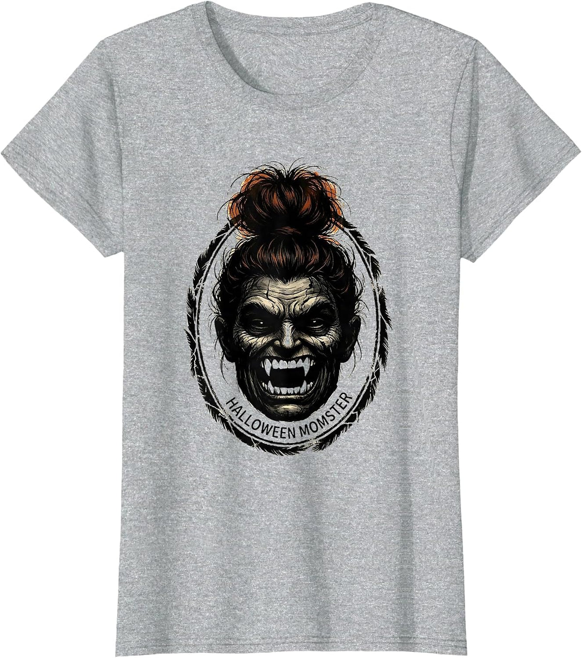 Halloween Momster Rubber Stamp Funny Mom Halloween Costume T-Shirt - Heather Grey