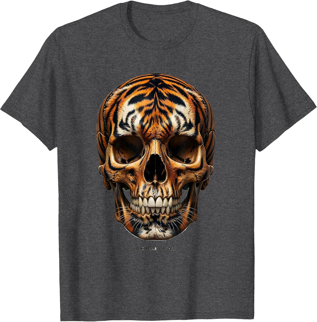 Men's Too Dead to Care Skull Graphic Design T-Shirt - Dark Heather Grey