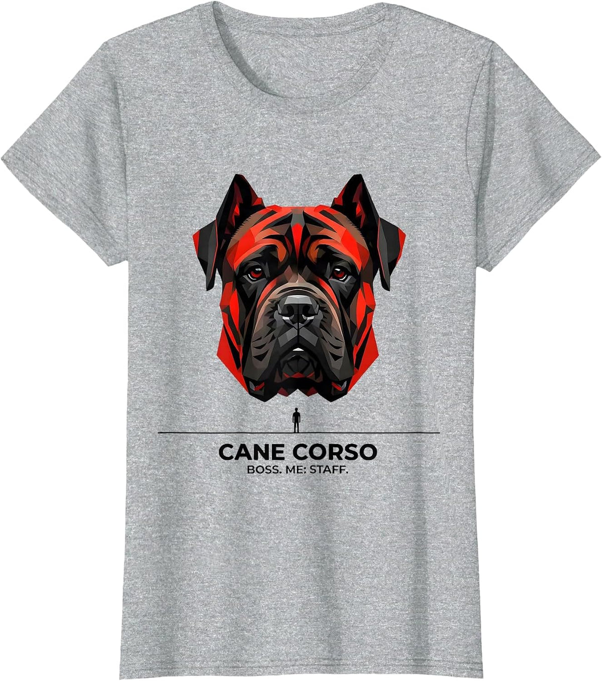 Cane Corso Boss Me Staff Geometric Dog Owner Pride T-Shirt - Heather Grey