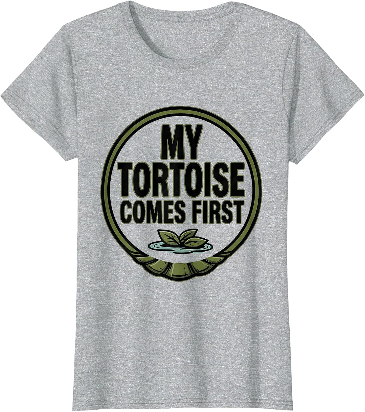 Women's My Tortoise Comes First Funny Turtle Lover Pet Owner Humor T-Shirt - Heather Grey