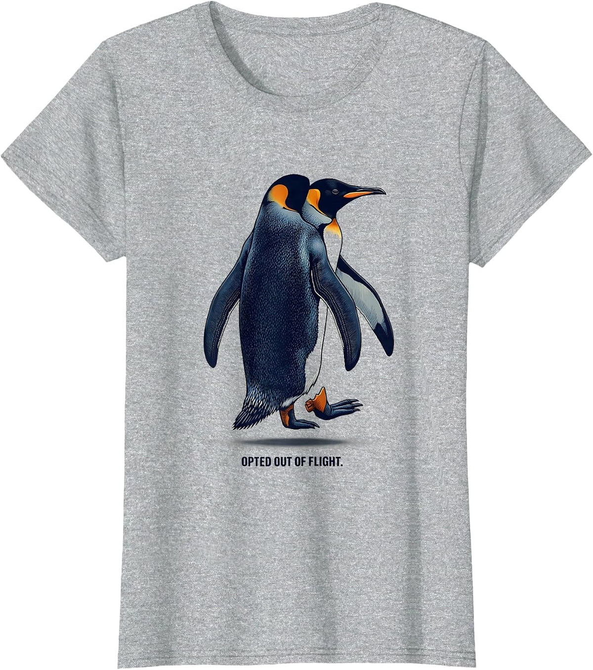Opted Out Of Flight Funny Penguin Dark Humor Meme T-Shirt - Heather Grey