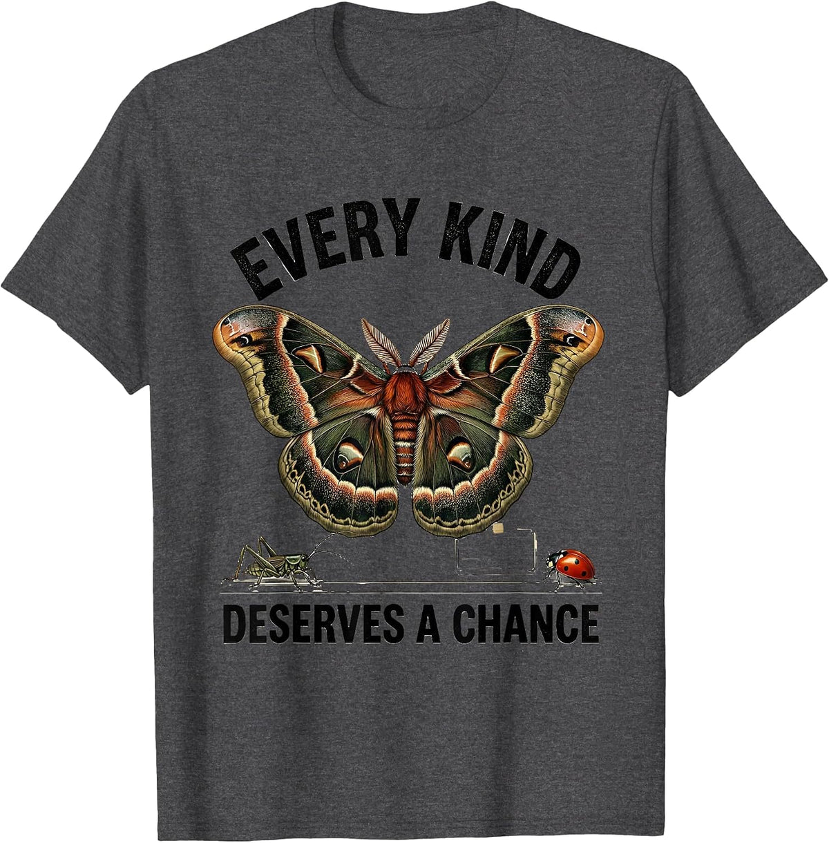 Every Kind Deserves A Chance Vintage Bug Lover Entomology T-Shirt - Dark Heather Grey