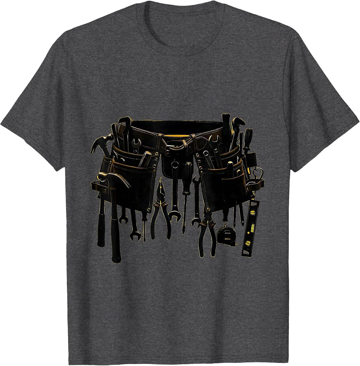 Men's Toolbelt Loaded With Hand Tools Illustration T-Shirt - Dark Heather Grey
