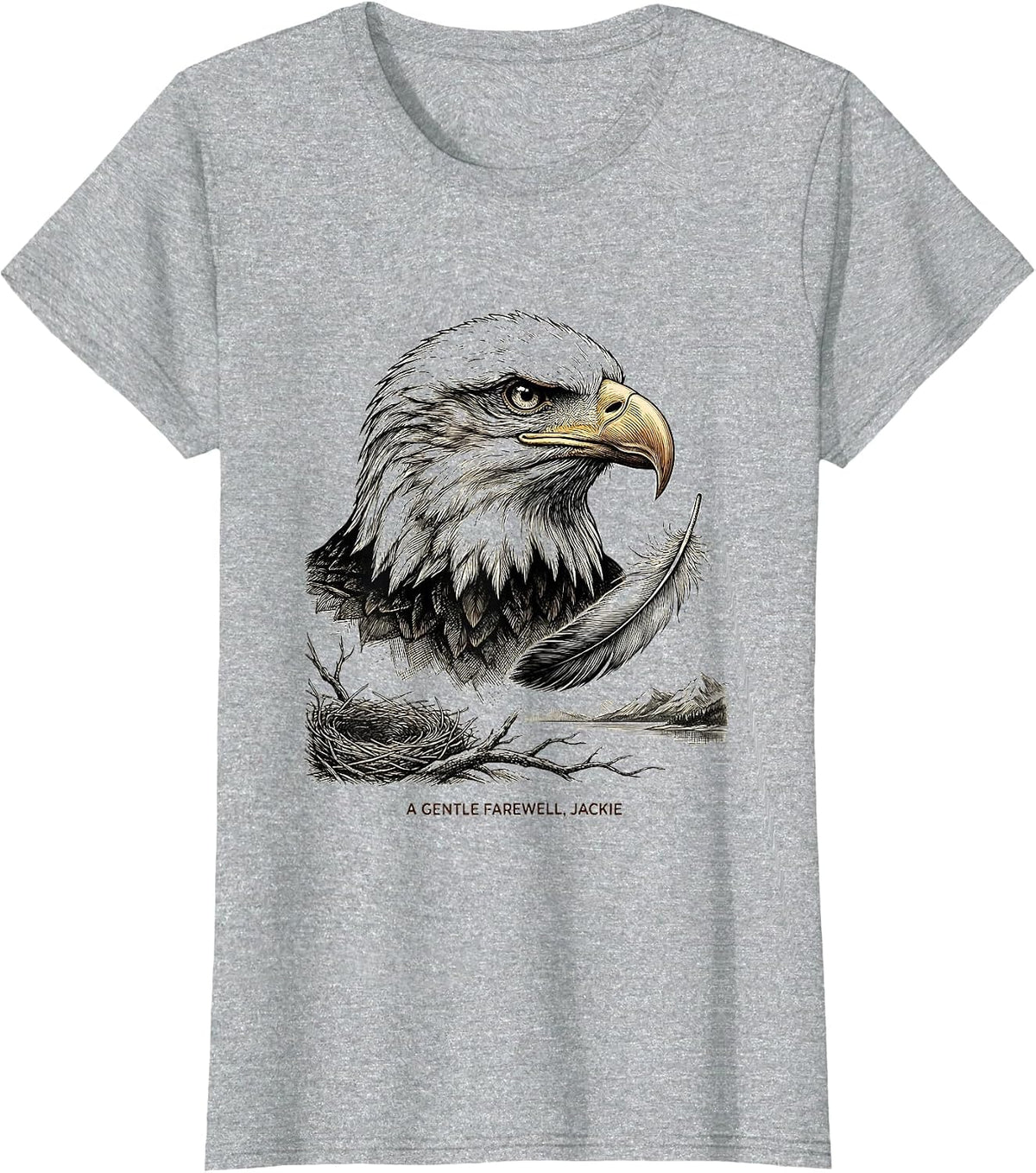 A Gentle Farewell, Jackie Vintage Eagle Memorial Tribute T-Shirt - Heather Grey
