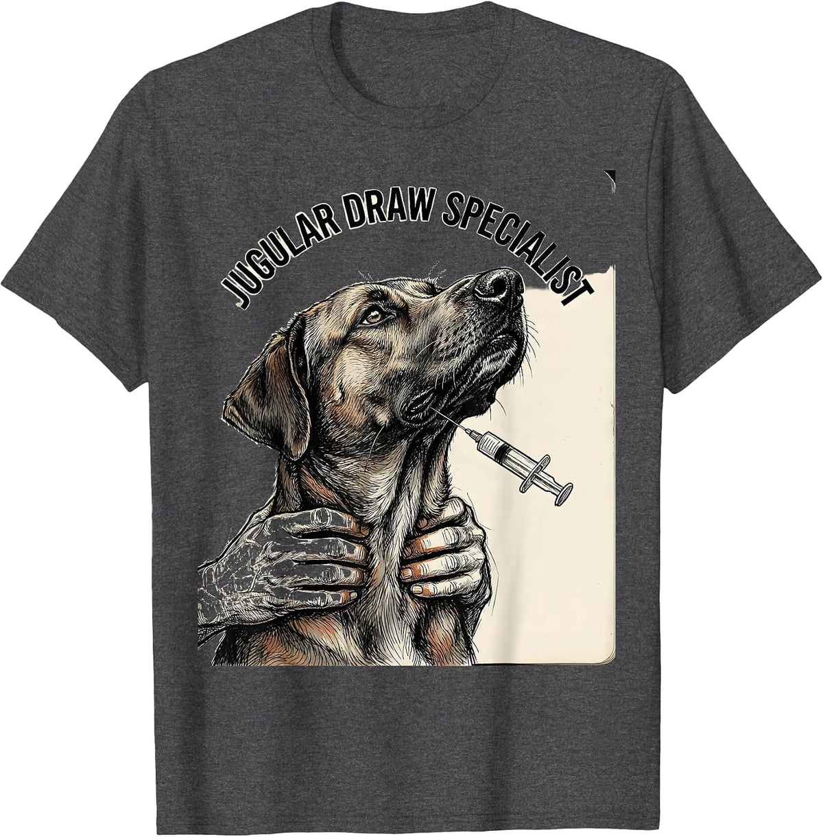 Jugular Draw Specialist Funny Vet Tech Veterinary Technician T-Shirt - Dark Heather Grey
