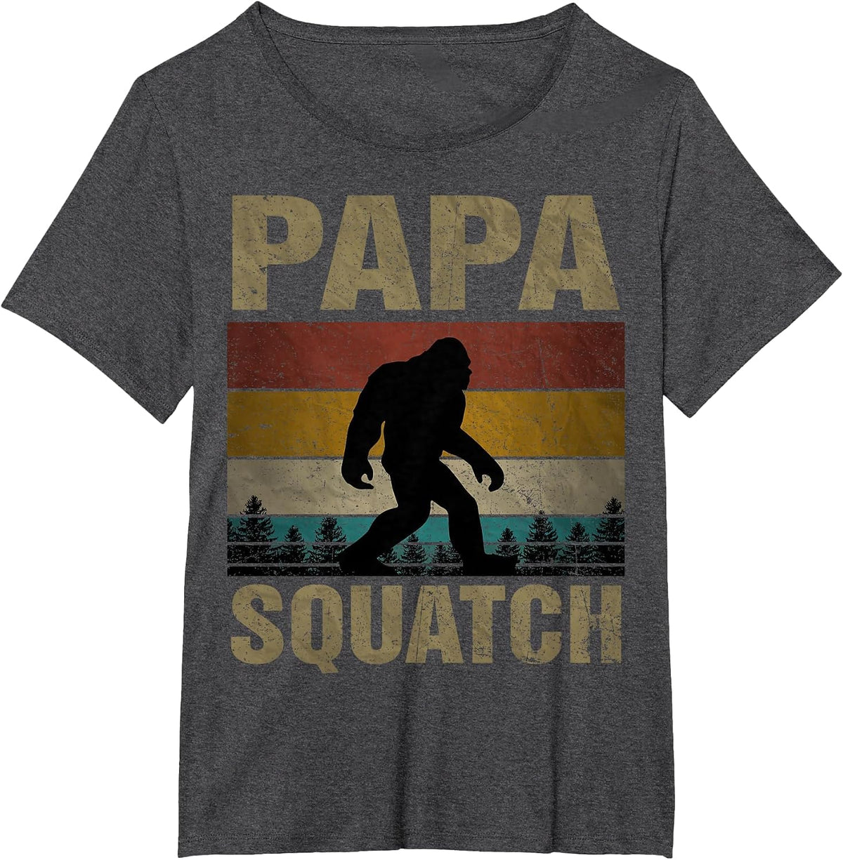 Papa Squatch Bigfoot Papa Sasquatch Yeti Family T-Shirt - Dark Heather Grey