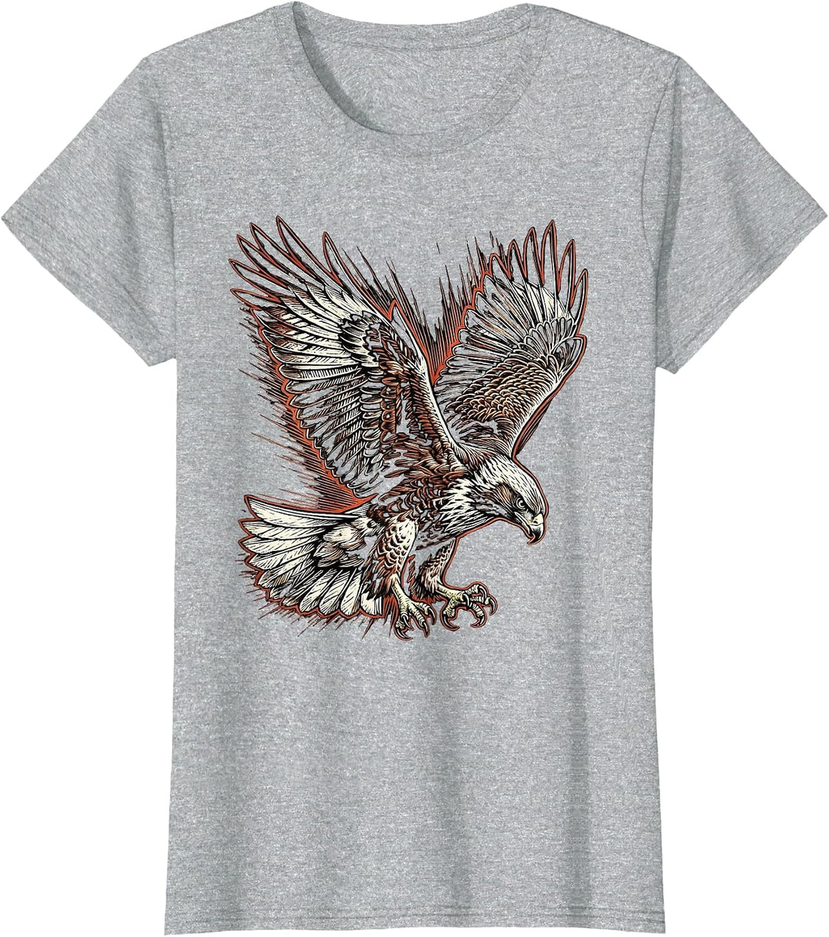 Japanese Hawk Diving Talons Extended Graphic T-Shirt - Heather Grey