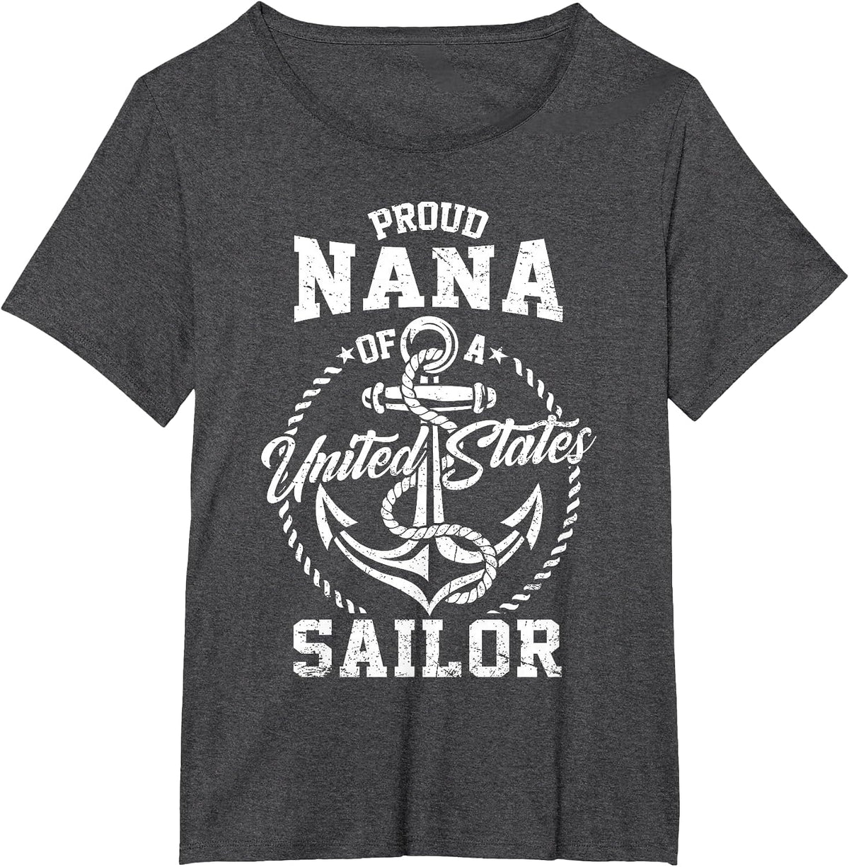 Proud Nana of A Sailor T-Shirt US Navy Grandma Veteran Family Matching Tees - Dark Heather Grey