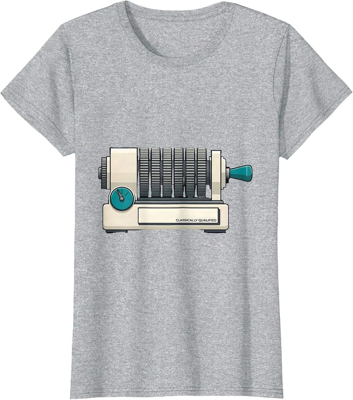 Women's Classically Qualified Retro Mechanical Analog Calculator T-Shirt - Heather Grey
