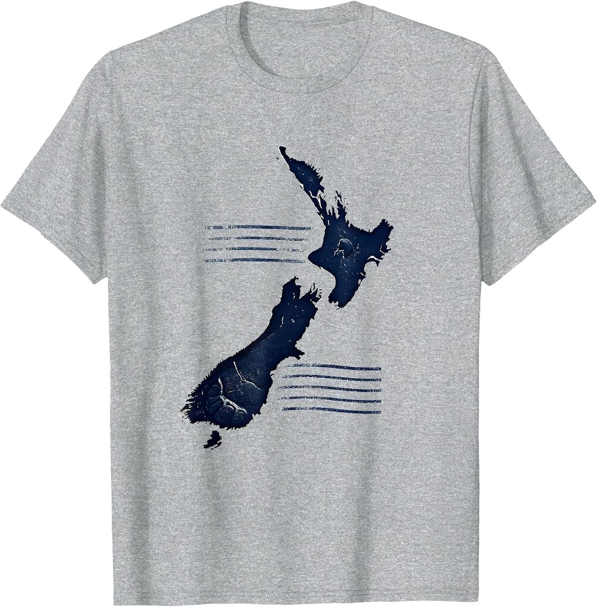 Men's New Zealand Map Rubber Stamp Kiwi Pride Gift T-Shirt - Heather Grey
