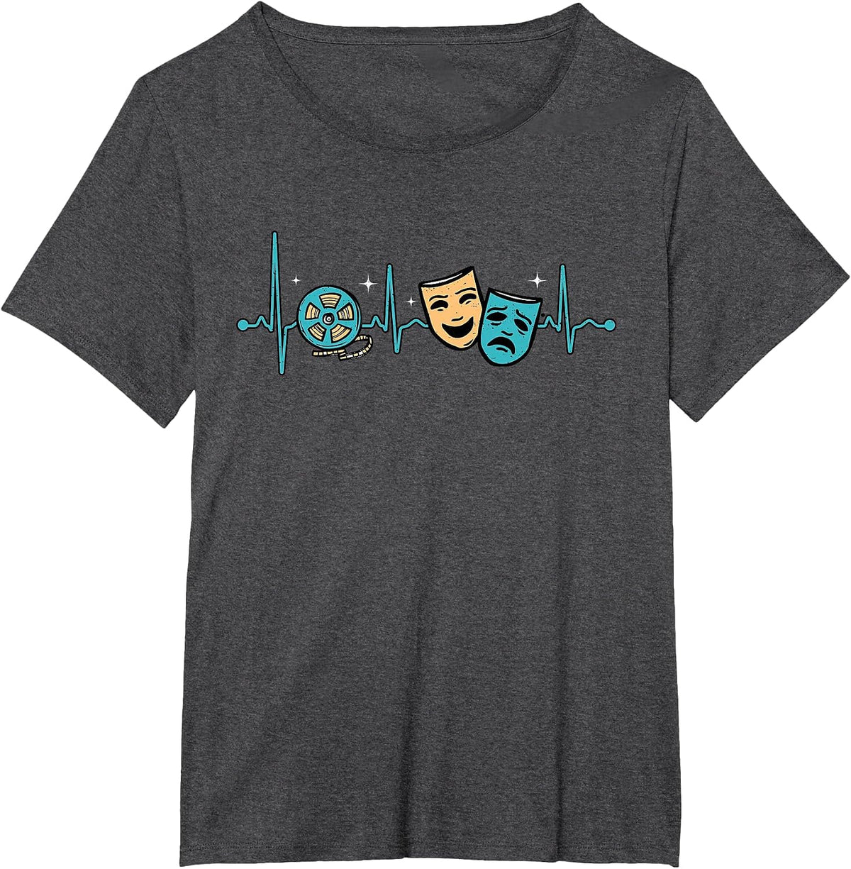 Drama Heartbeat Theater Actor Stage Play Musical Drama Lover T-Shirt - Dark Heather Grey