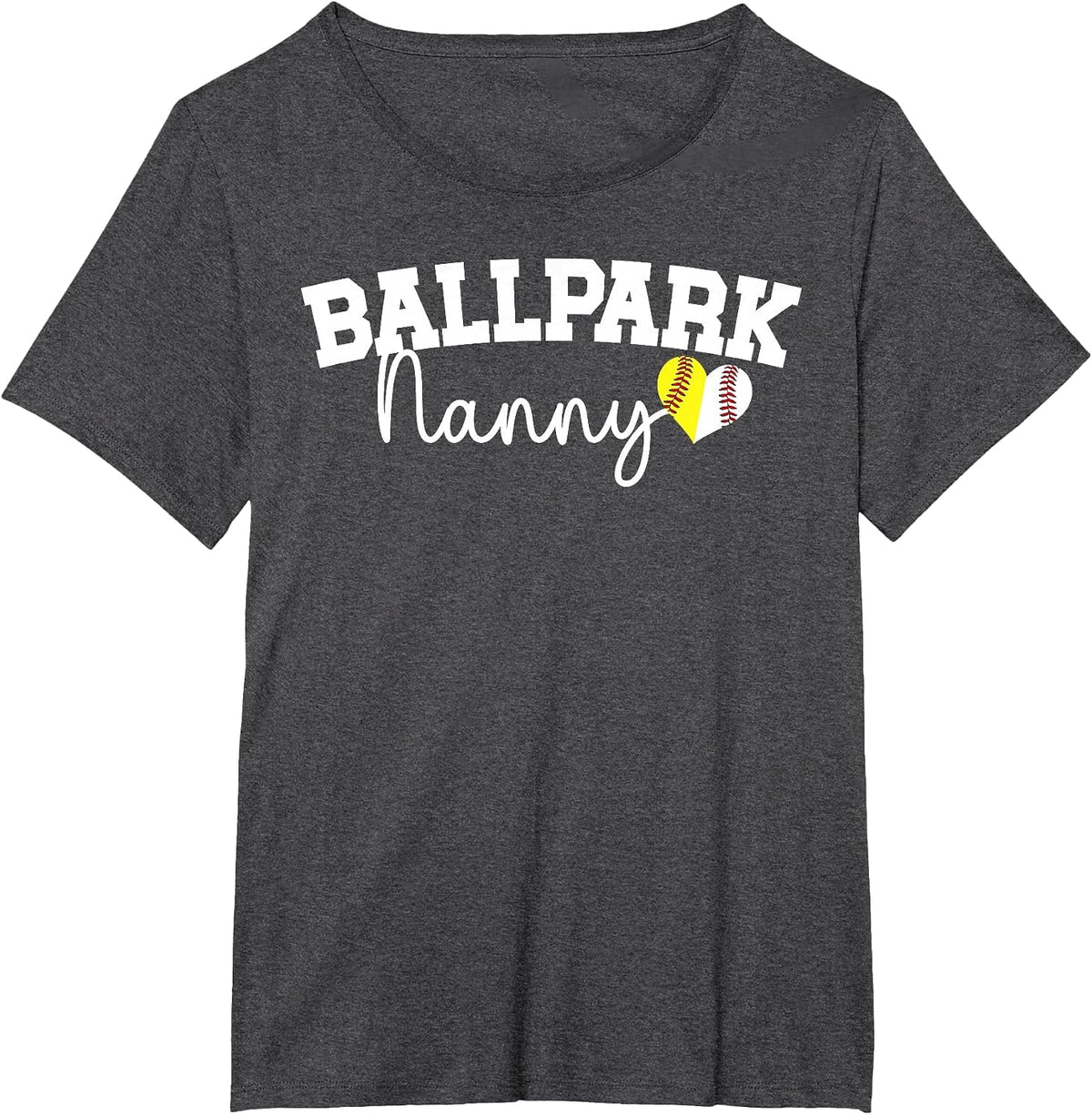 Ballpark Nanny Grandma Softball Baseball Nanny of Ballers T-Shirt - Dark Heather Grey