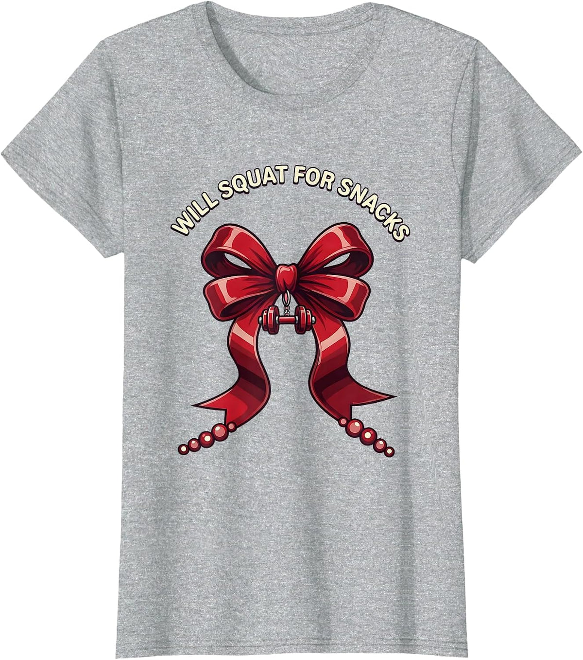 Women's Will Squat For Snacks Funny Gym Design T-Shirt - Heather Grey