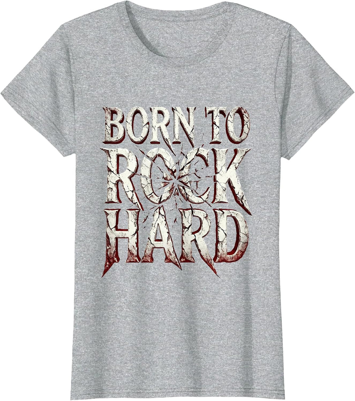 Born to Rock Hard Bold Rock Music Design T-Shirt - Heather Grey