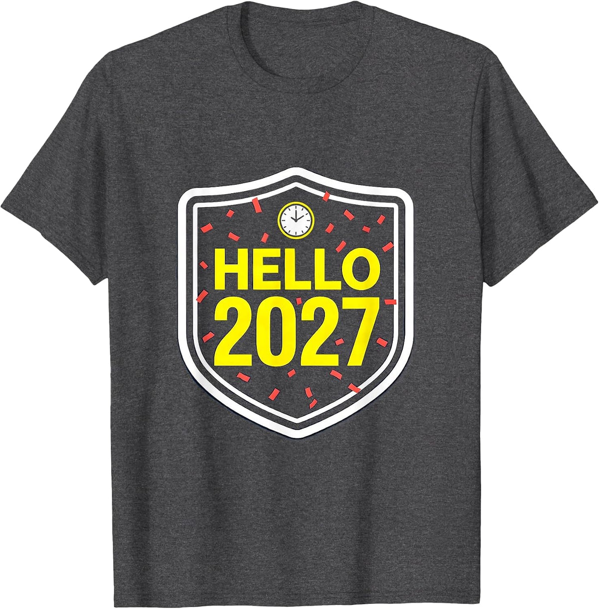 Men's Hello 2027 Novelty Party Wear New Year Eve Countdown T-Shirt - Dark Heather Grey
