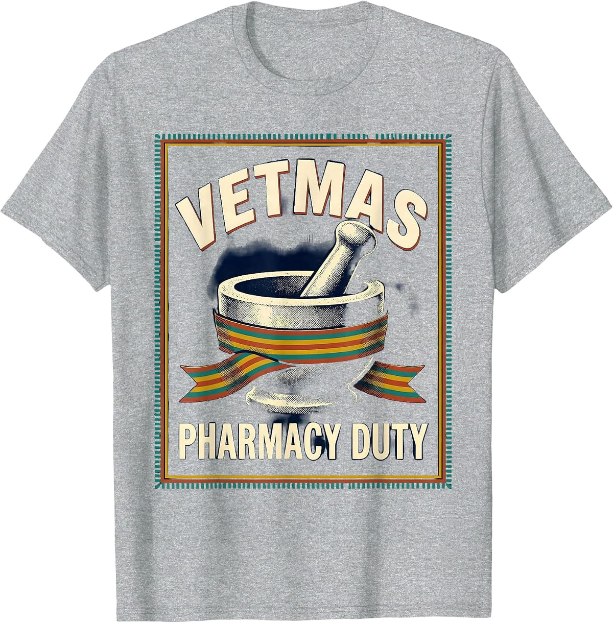 Men's Vetmas Pharmacy Duty Funny Vet Tech Christmas Veterinary T-Shirt - Heather Grey