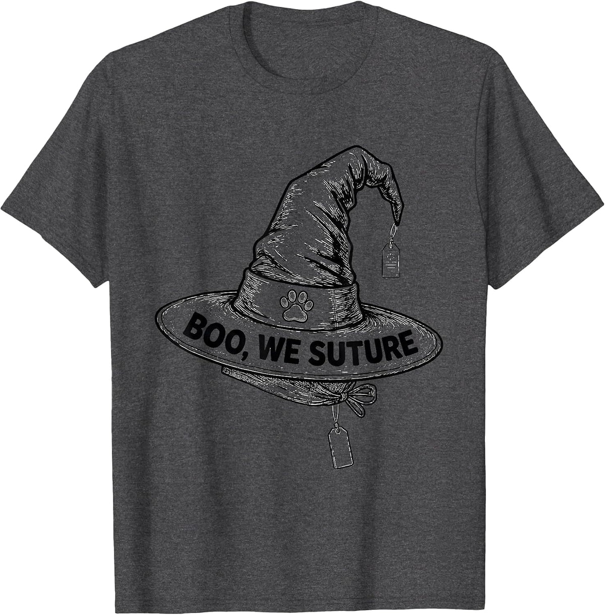 Men's Boo We Suture Funny Vet Tech Halloween Veterinary Crew T-Shirt - Dark Heather Grey