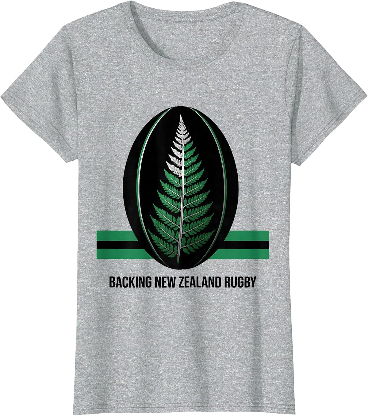 Women's Backing New Zealand Rugby Sports Kiwi Rugby Fan Gift T-Shirt - Heather Grey