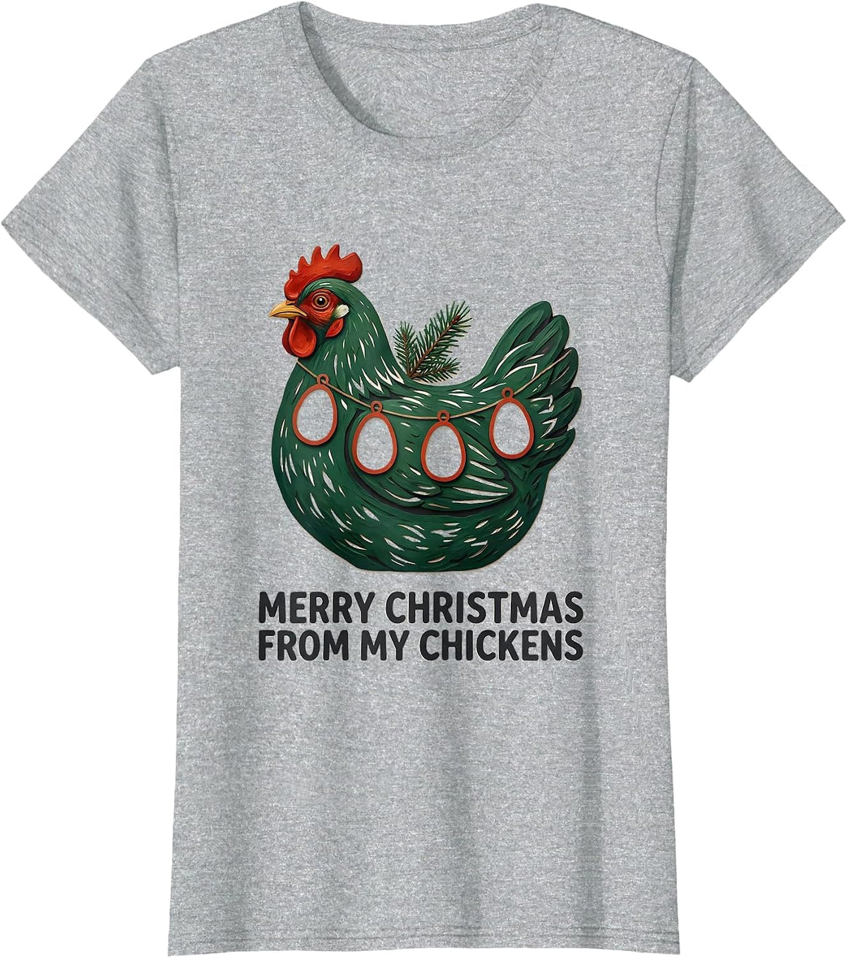 Women's Merry Christmas From My Chickens Funny Chicken Lover Holiday T-Shirt - Heather Grey