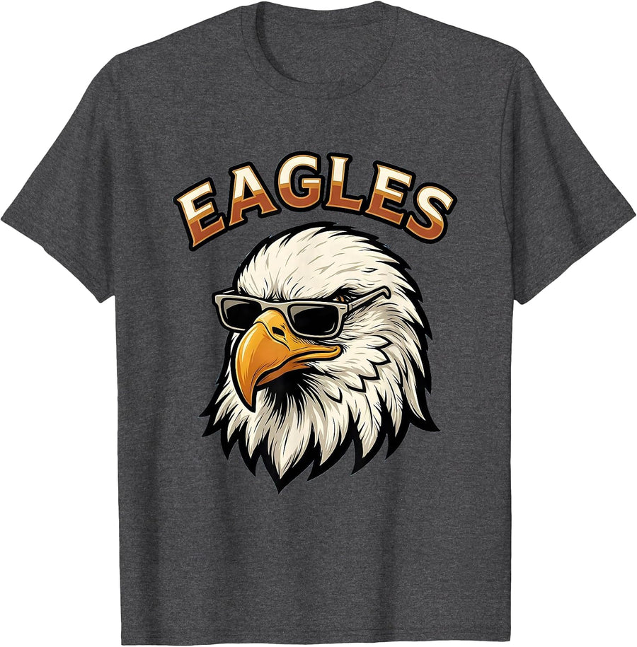 Men's EAGLES Funny Bald Eagle Sunglasses Mascot Eagle Fan Game Day T-Shirt - Dark Heather Grey