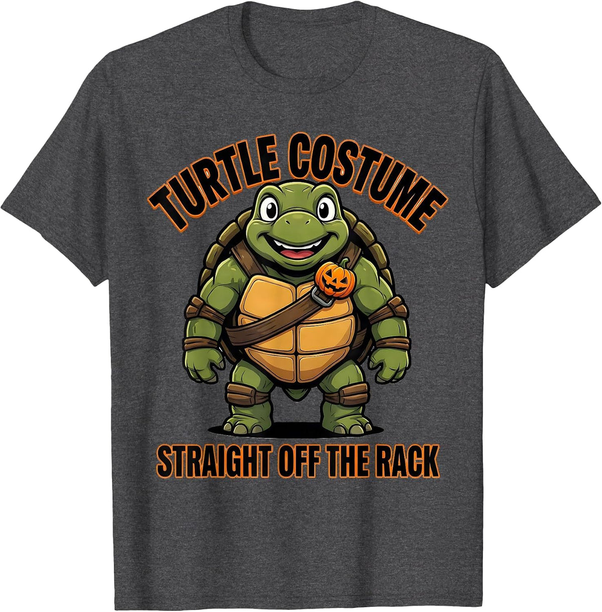 Men's Turtle Costume Straight Off The Rack Cartoon Halloween T-Shirt - Dark Heather Grey