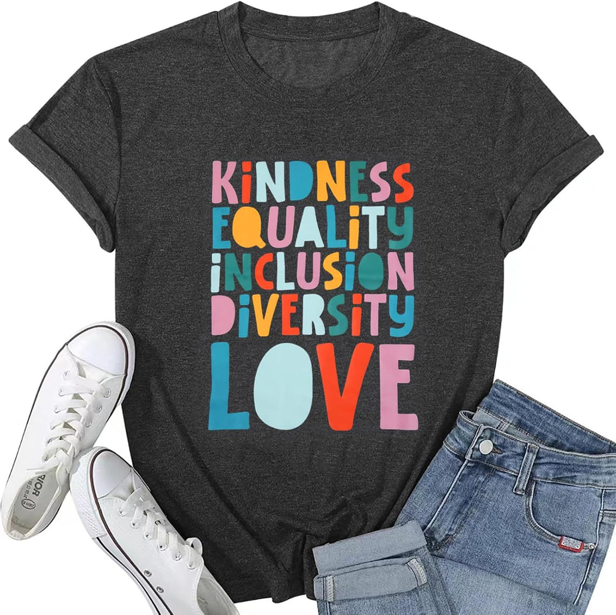 Teacher Shirt Women Inspirational Letter Print T-Shirt Special Education Teacher's Day Tee Tops - Dark Grey