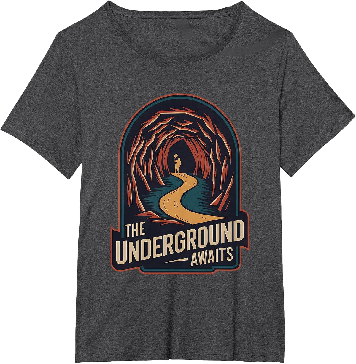 Caving Spelunking Exploring Caves Speleology T-Shirt - Dark Heather Grey