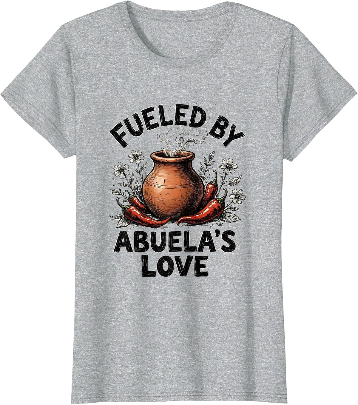 Fueled by Abuela's Love Hispanic Heritage Design T-Shirt - Heather Grey