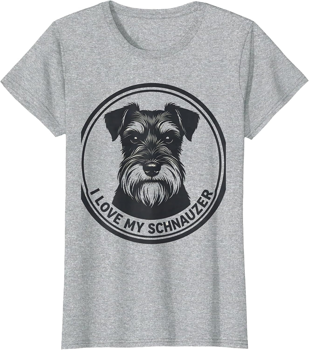 I Love My Schnauzer Funny Miniature Schnauzer Lover Dog Mom T-Shirt, Women, Heather Grey, Medium - As Pictured