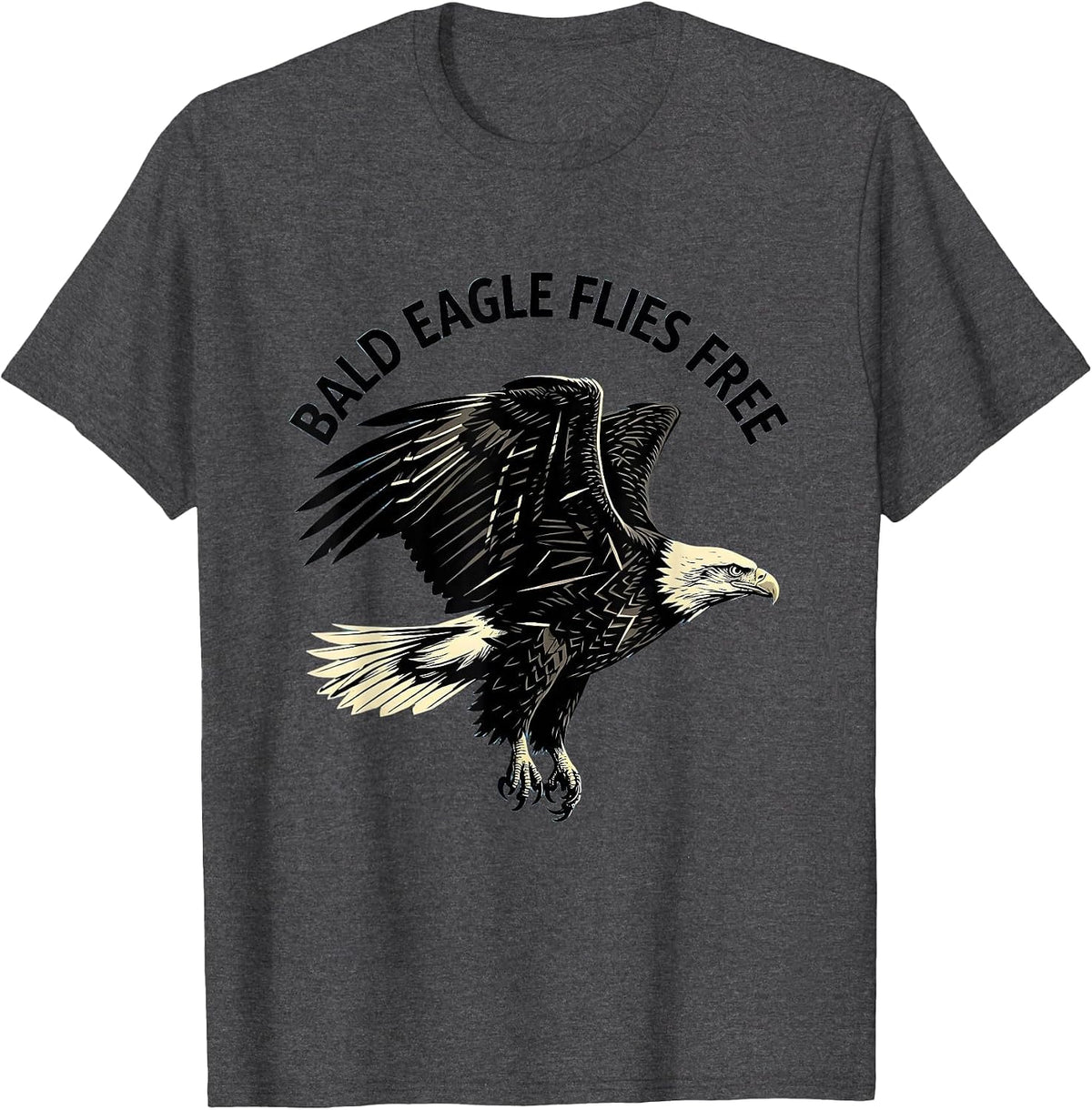 Men's Bald Eagle Flies Free Patriotic Wildlife Bird Nature Design T-Shirt - Dark Heather Grey