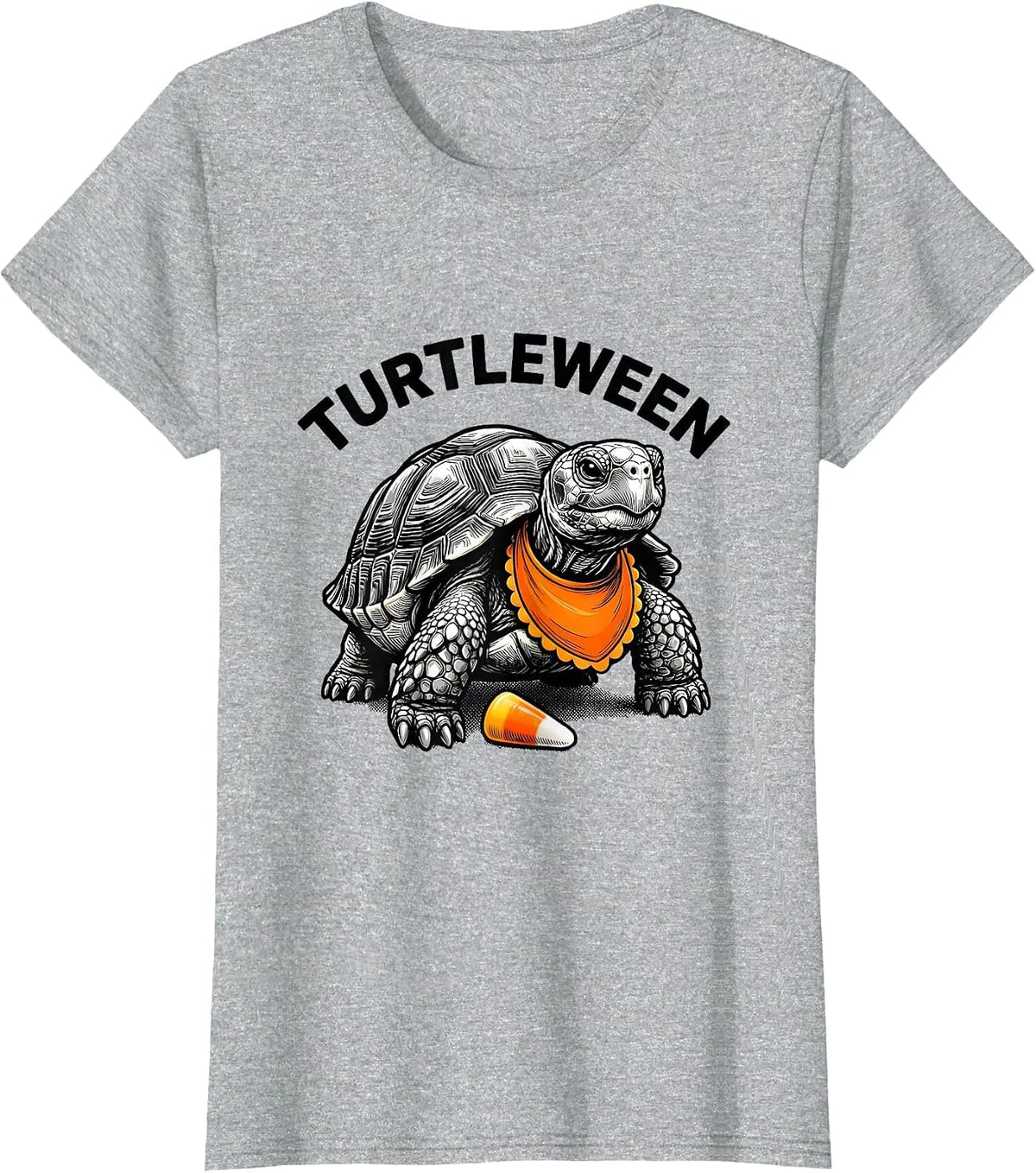 Turtleween Bold Black-and-White Halloween Turtle Costume T-Shirt - Heather Grey