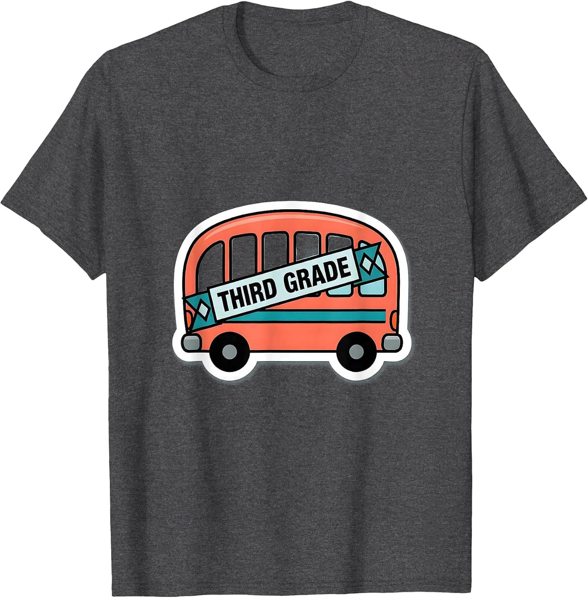 Third Grade Cute Preppy Girls Back To School Sticker Style T-Shirt - Dark Heather Grey