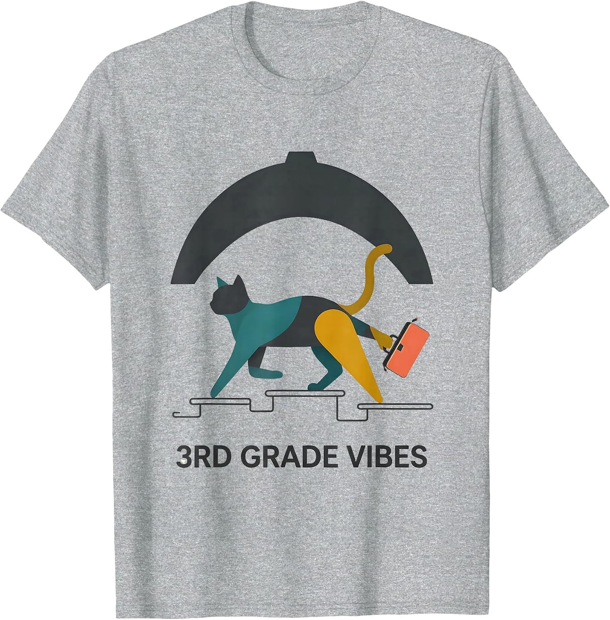 Men's 3rd Grade Vibes Cute Cat Lover Back To School Girls Kids T-Shirt - Heather Grey