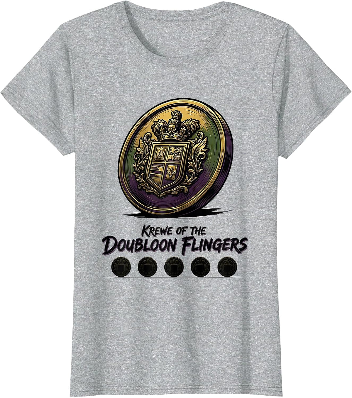 Krewe Of The Doubloon Flingers Carnival Party Mardi Gras T-Shirt - Heather Grey