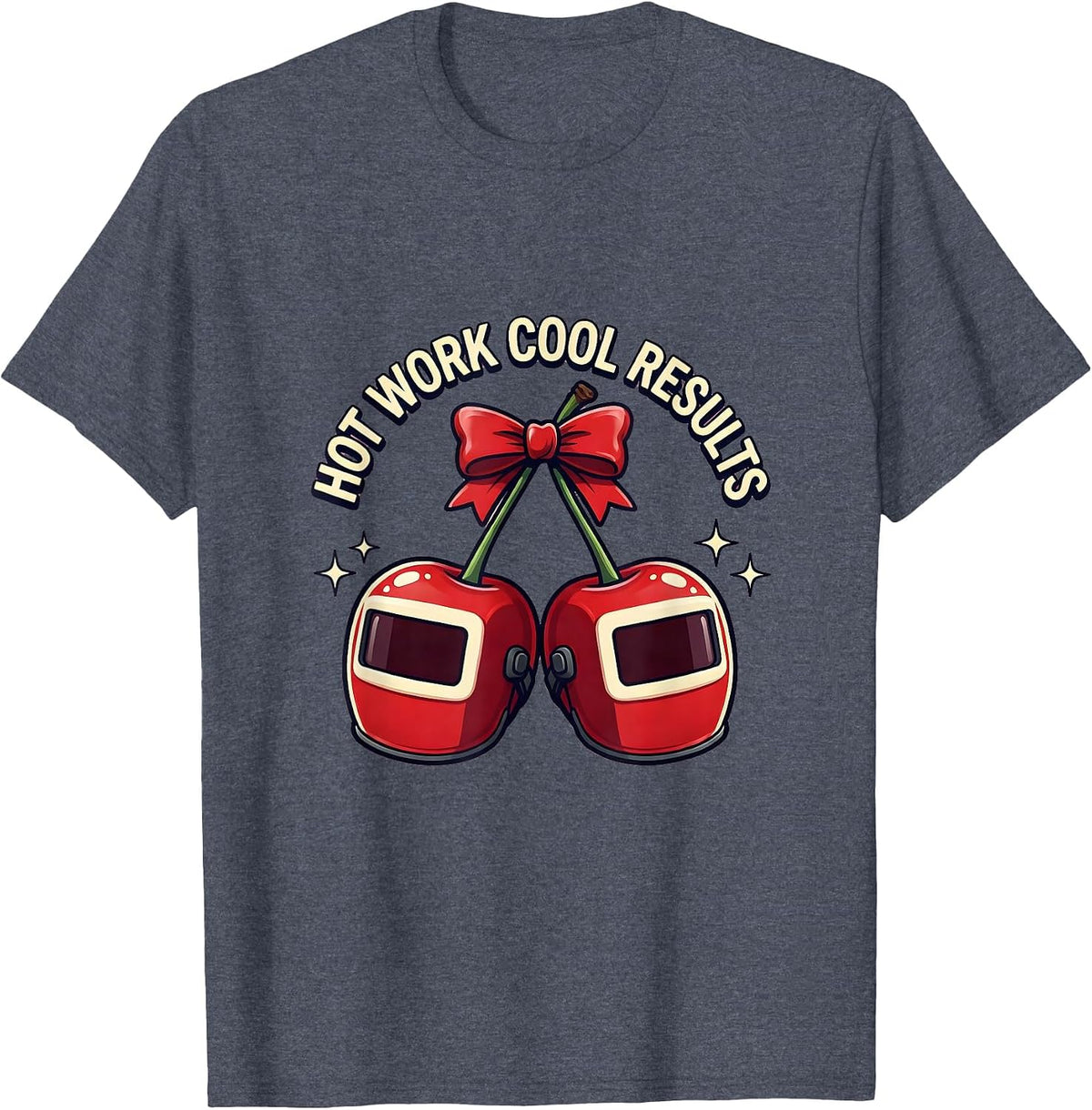 Hot Work Cool Results Welder Graphic Design T-Shirt - Heather Blue