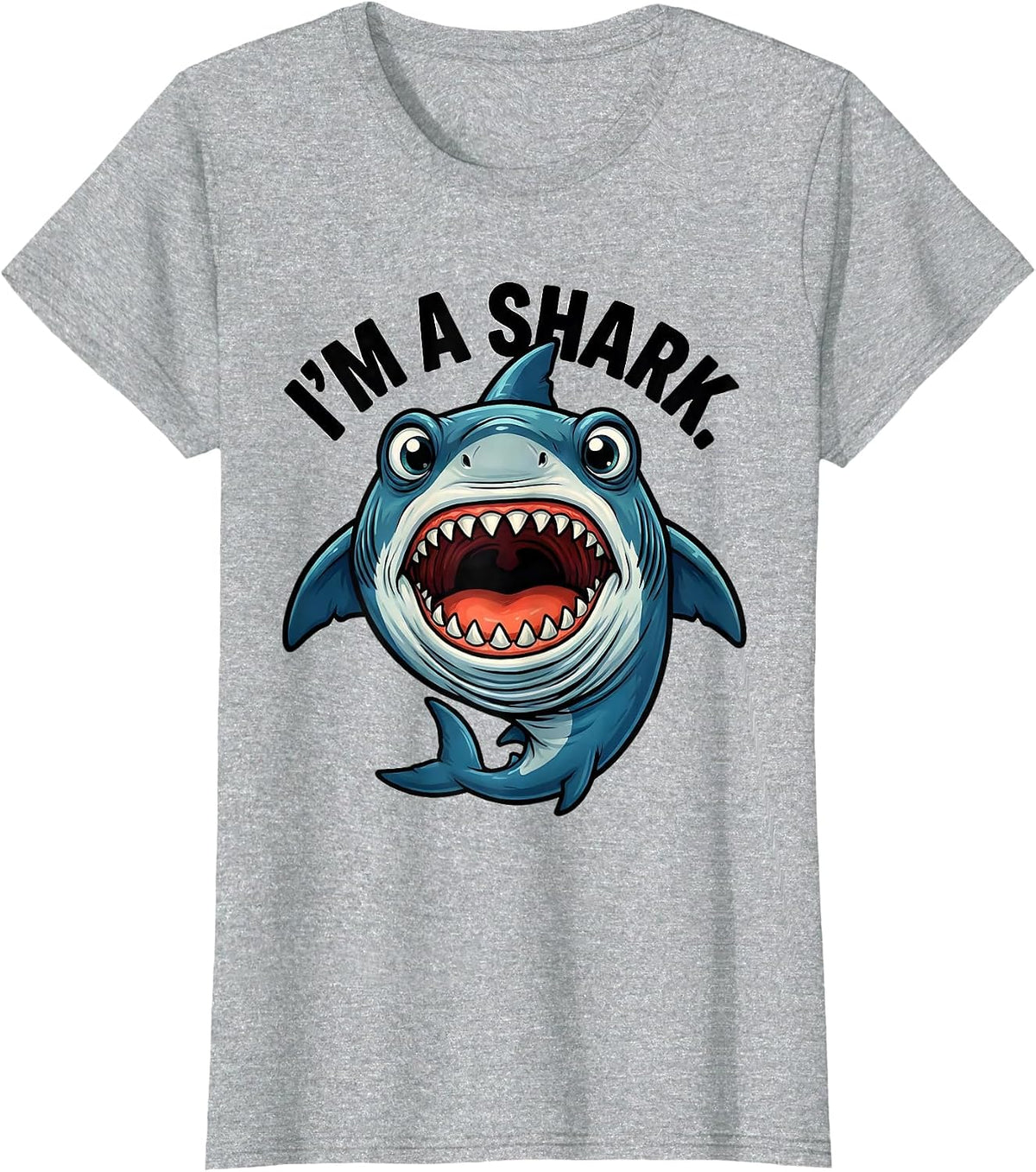 Women's I'm A Shark Cartoon Shark Lover Halloween Costume T-Shirt - Heather Grey