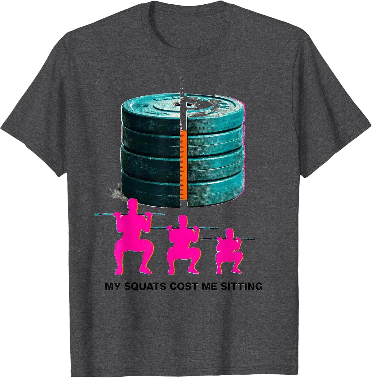 Men's My Squats Cost Me Sitting Funny Gym Workout Weightlifting T-Shirt - Dark Heather Grey