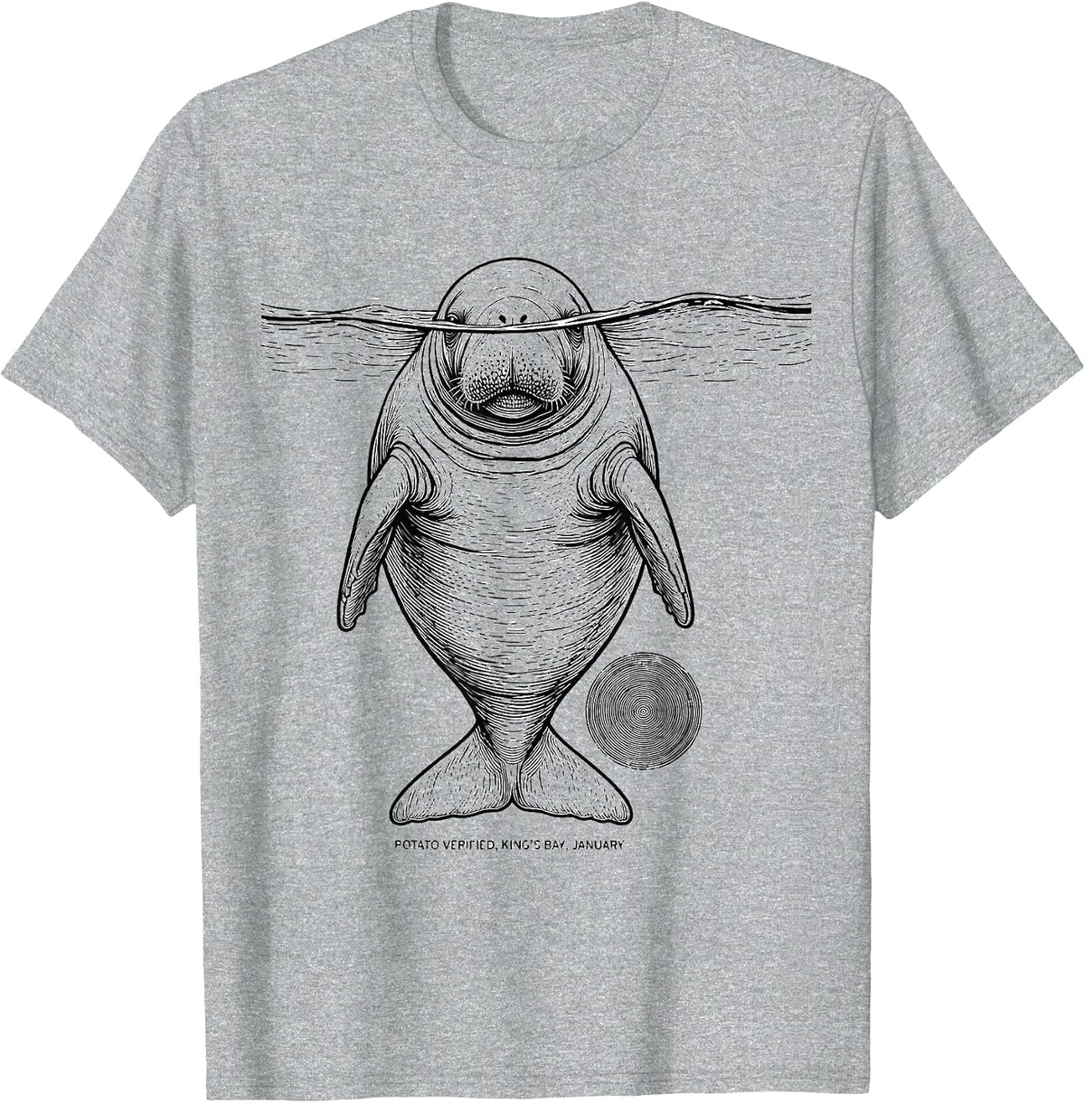 Men's Potato Verified, King's Bay, January Manatee Lover Crystal T-Shirt - Heather Grey