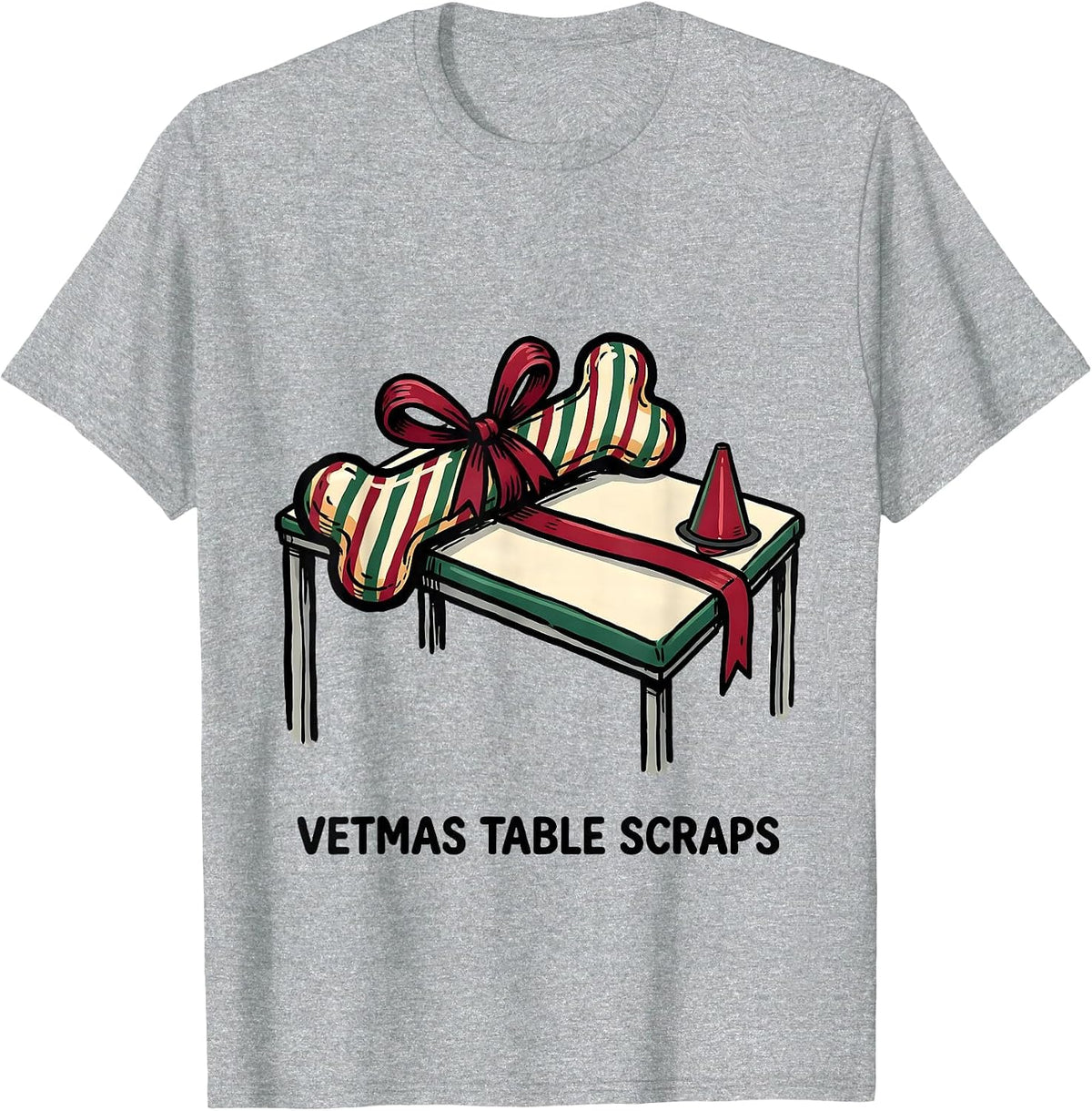 Men's Vetmas Table Scraps Funny Vet Tech Christmas Veterinary T-Shirt - Heather Grey