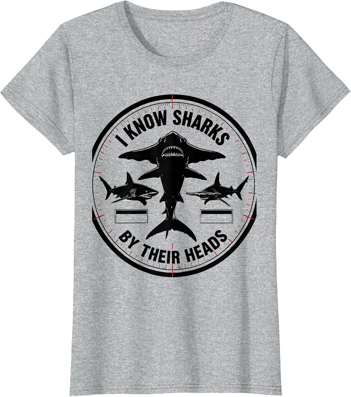 Women's I Know Sharks By Their Heads Funny Shark Lover Marine T-Shirt - Heather Grey