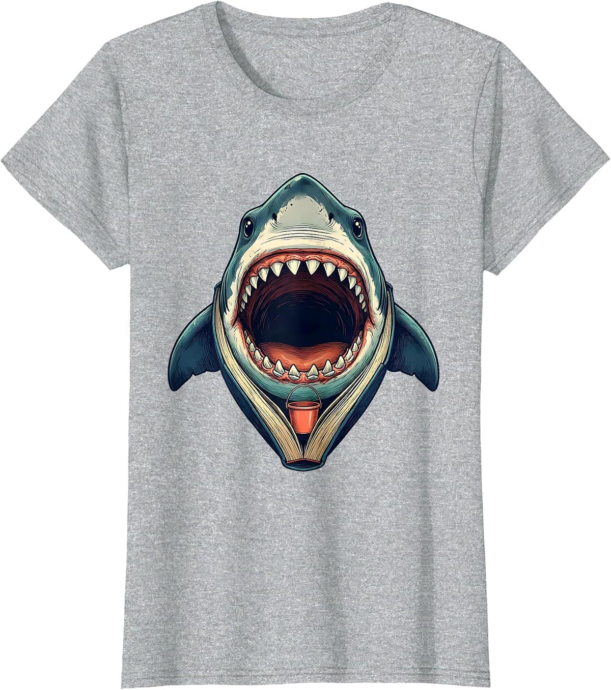 Storybook Shark Jaw Funny Halloween Costume T-Shirt - Heather Grey