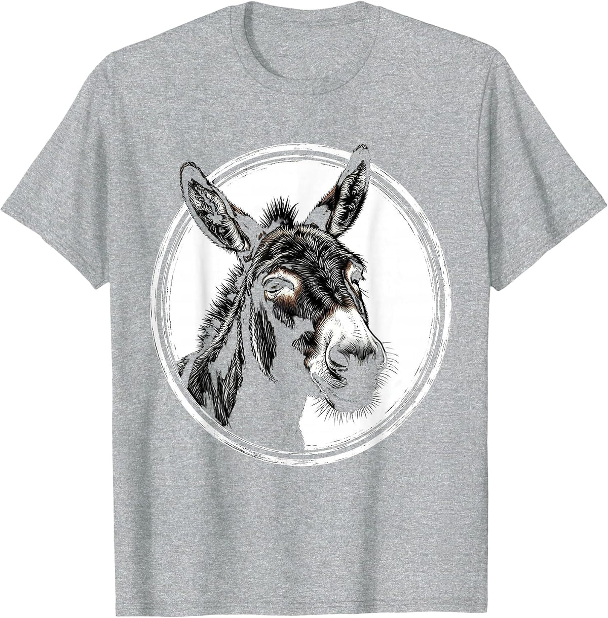 Men's Donkey Face Scratchboard Funny Farm Animal Lover T-Shirt - Heather Grey