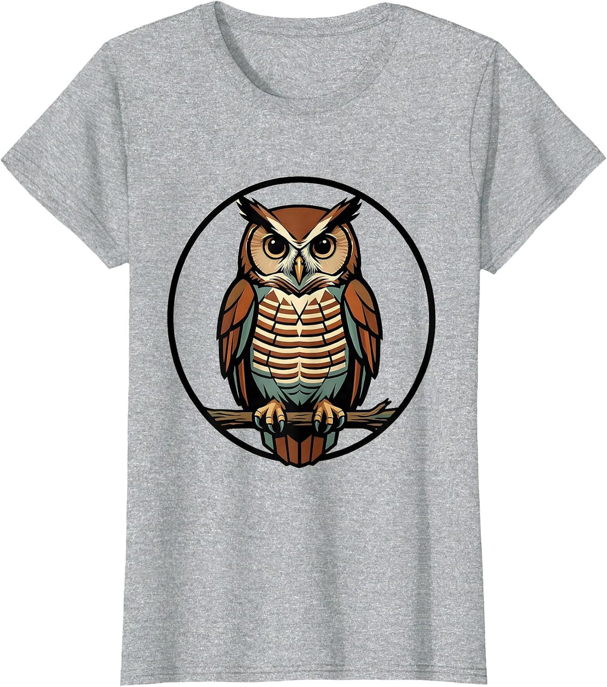 Spectacled Owl Nature Lover Vintage Graphic T-Shirt - Heather Grey