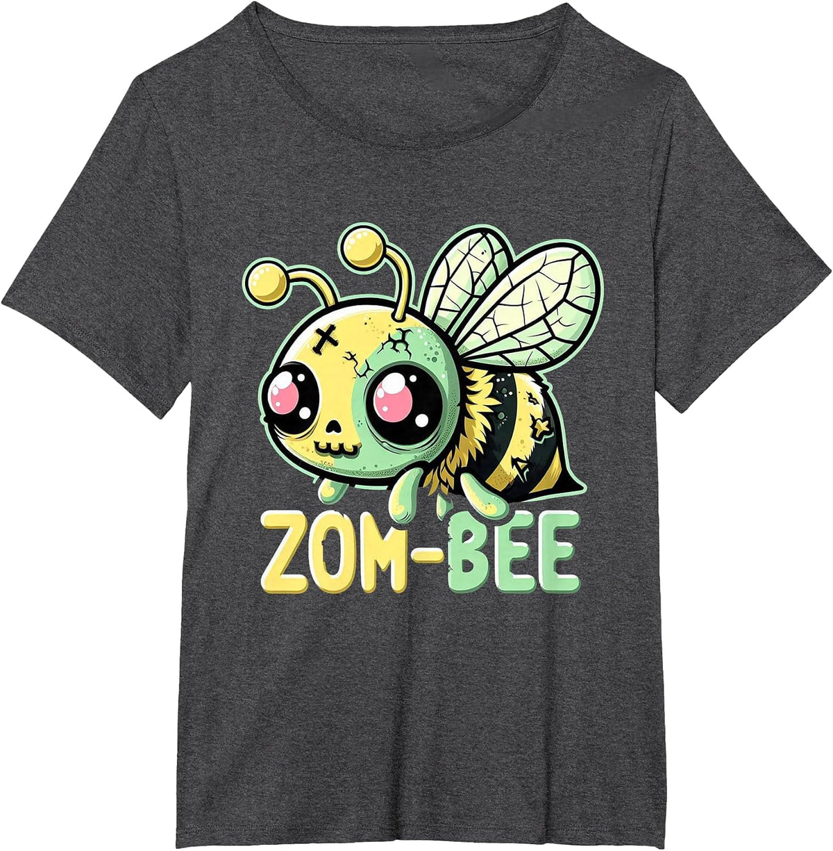 Zom-Bee Adorably Creepy Zombie Bee Cartoon Halloween T-Shirt - Dark Heather Grey