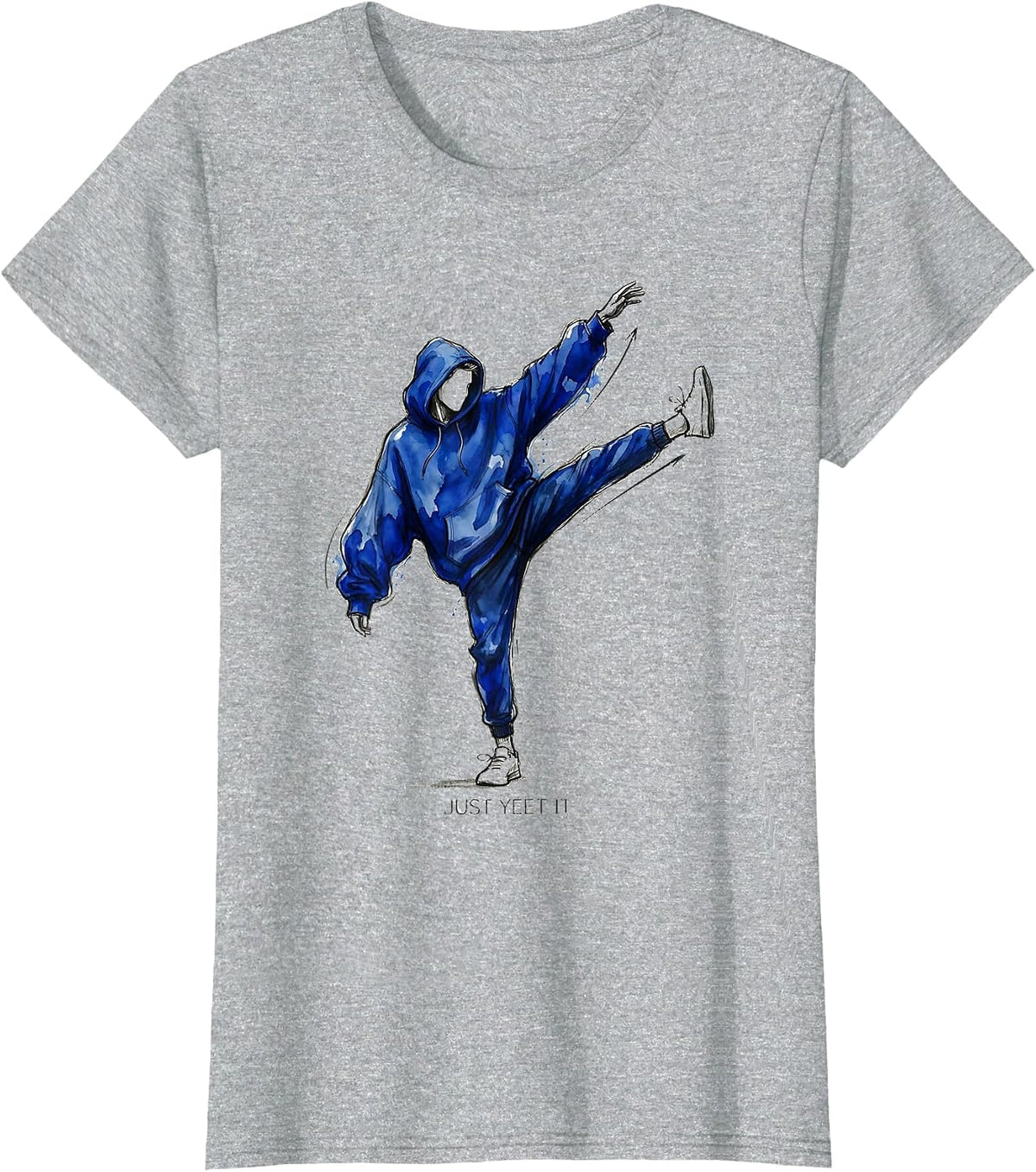 Just Yeet It Bold Humor Graphic Design T-Shirt - Heather Grey