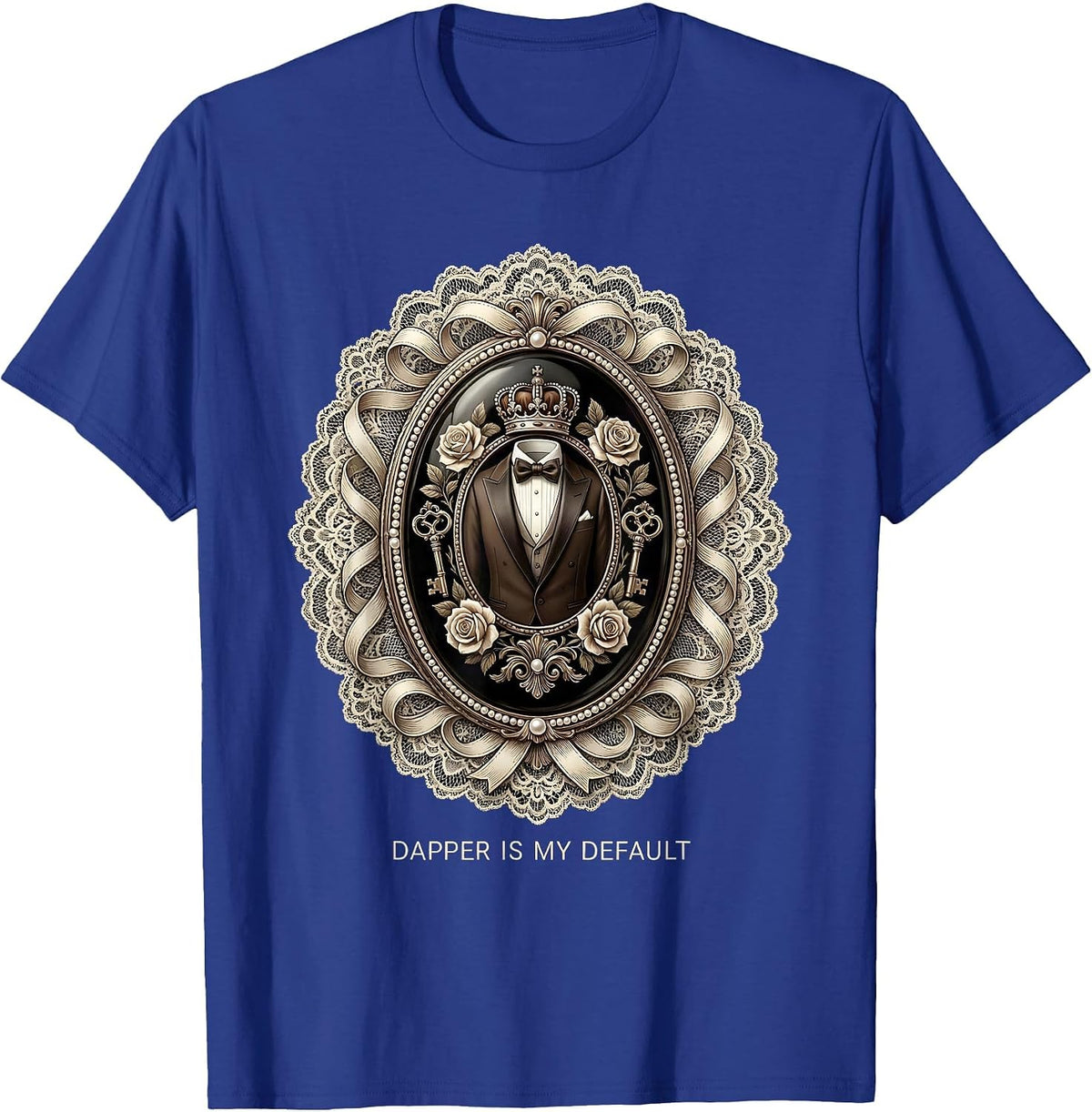 Men's Dapper Is My Default Tuxedo Style Design T-Shirt - Royal Blue