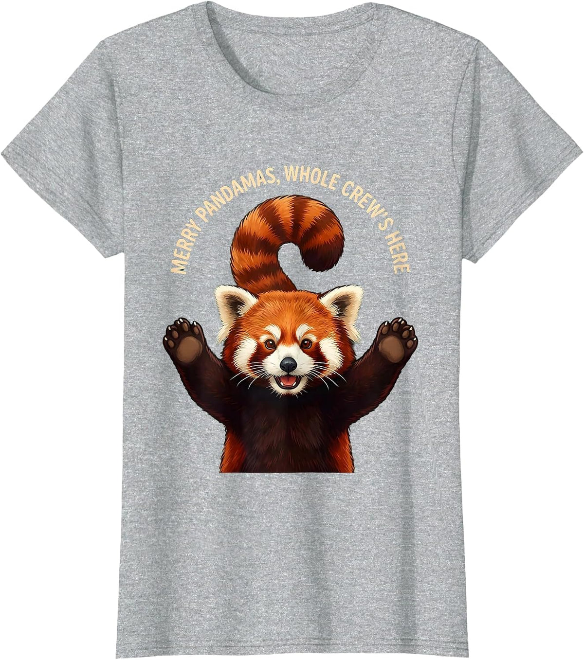 Women's Merry Pandamas, Whole Crew's Here Funny Red Panda Lover Gift T-Shirt - Heather Grey